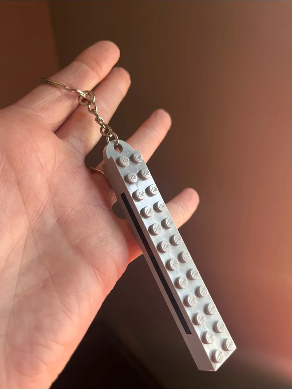 Lego Light Gray and Black Brick Keychain - Handmade